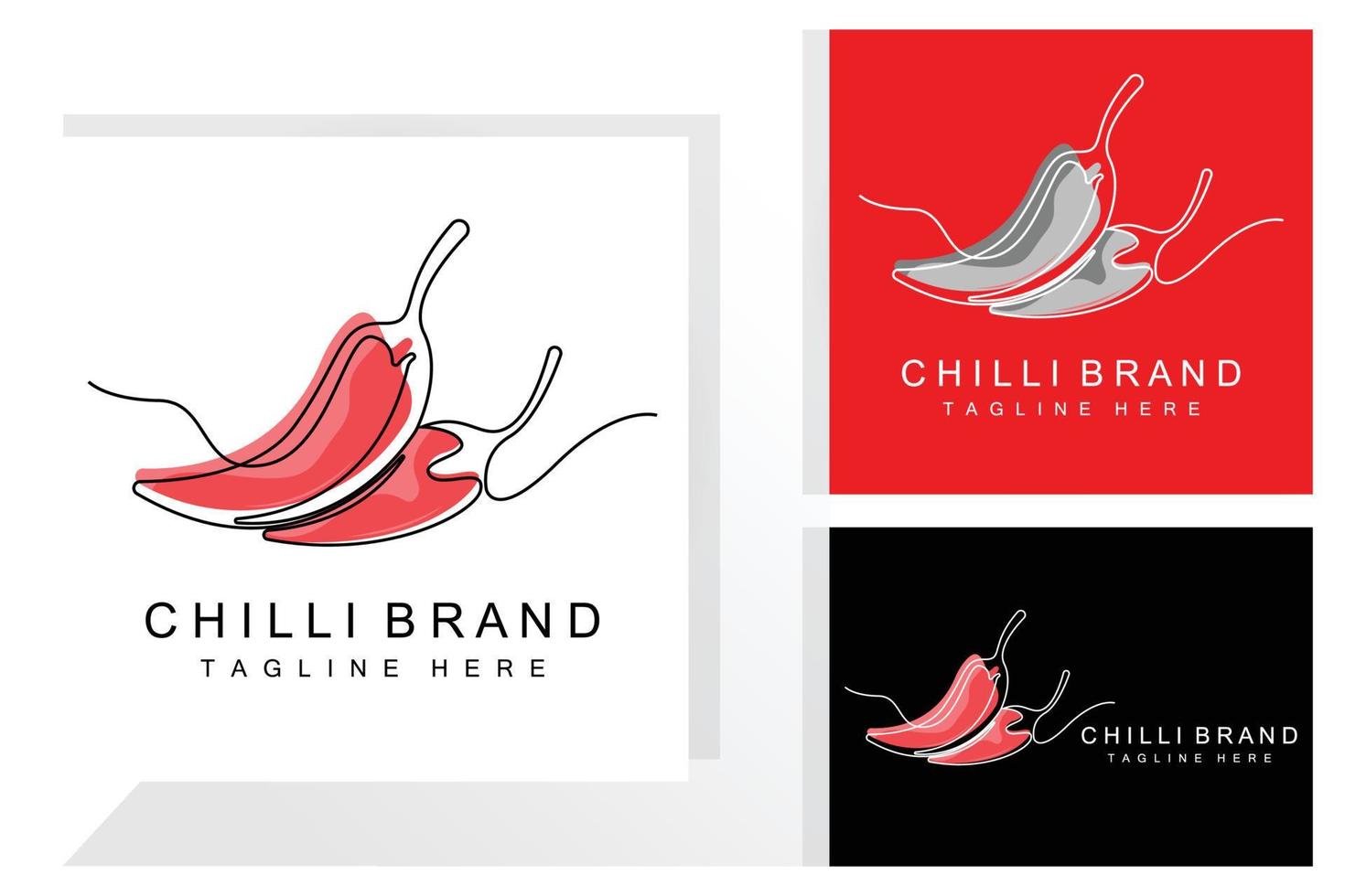 diseño de logotipo de chile picante, ilustración de vegetales rojos, ingredientes de cocina, productos de marca de vector de chile caliente