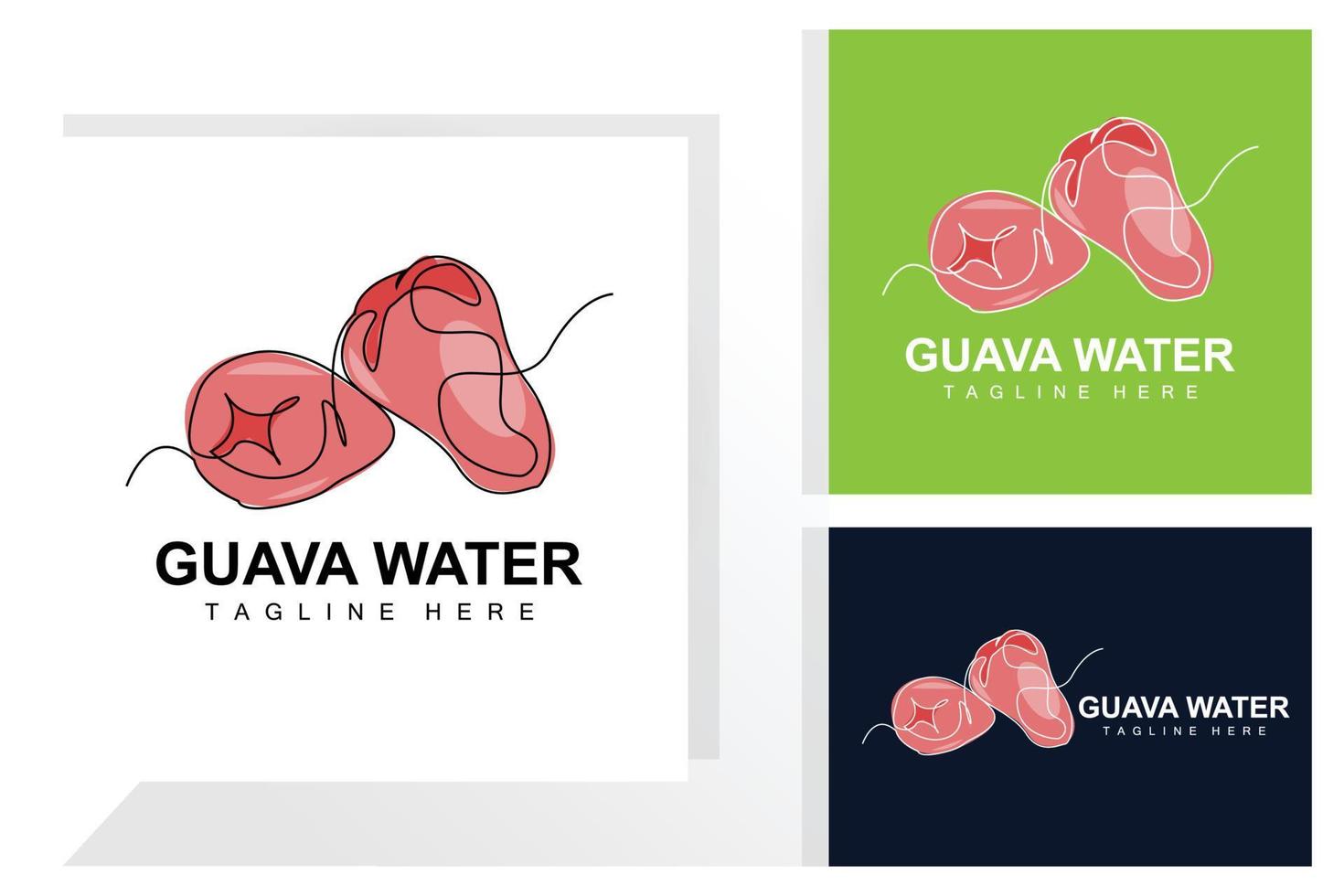 vector de diseño de logotipo de guayaba de agua con estilo de línea ilustración de mercado de fruta fresca planta de vitamina