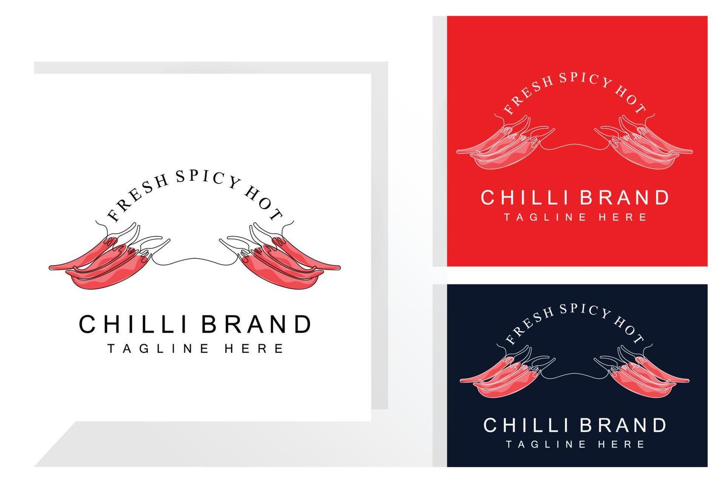 diseño de logotipo de chile picante, ilustración de vegetales rojos, ingredientes de cocina, productos de marca de vector de chile caliente