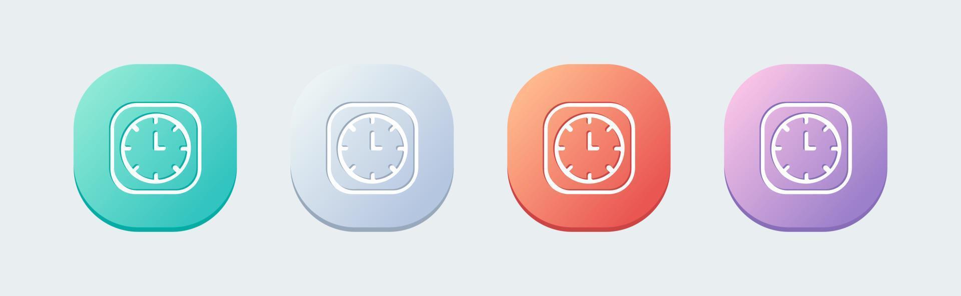 Clock line icon in flat design style. Time signs vector illustration