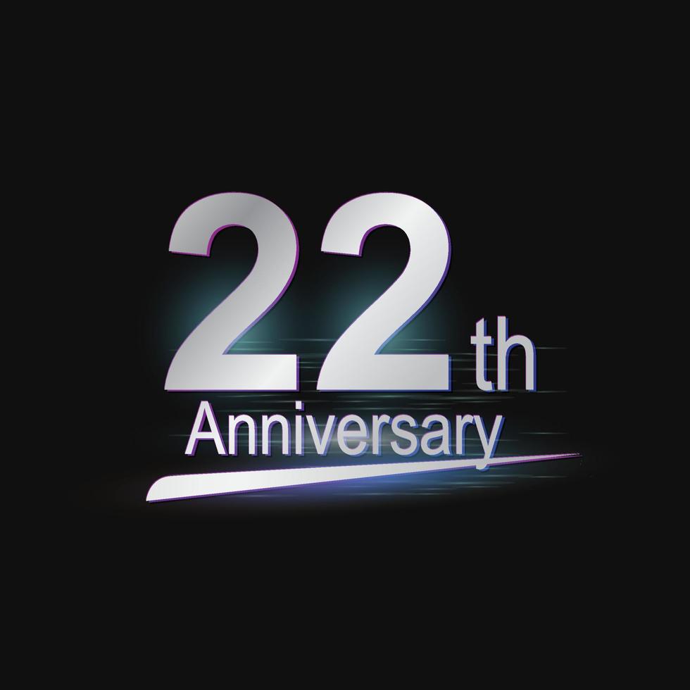 Silver 22th year anniversary celebration Modern logo vector