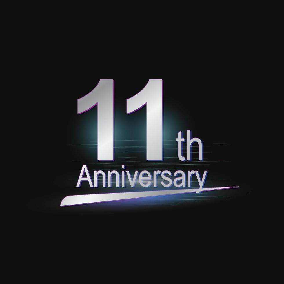 Silver 11th year anniversary celebration Modern logo vector