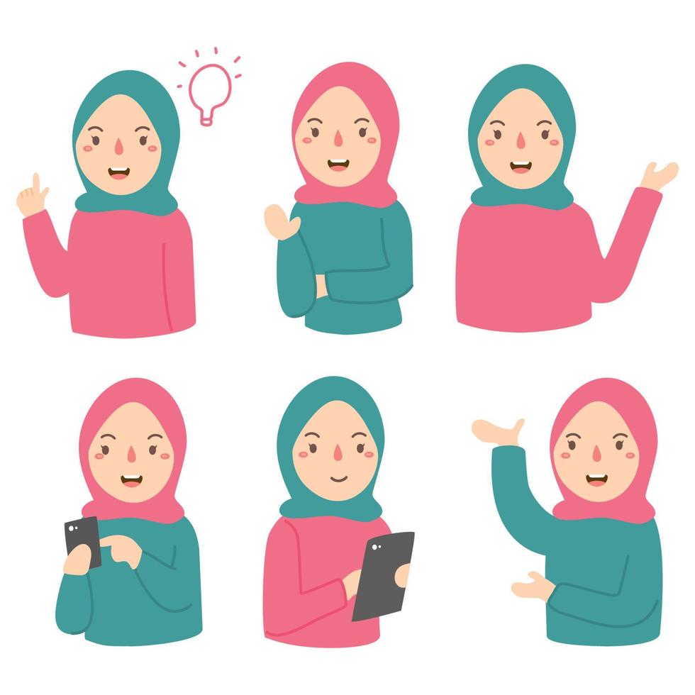 Basic RGBFlat woman with hijab taking photos with smartphone vector