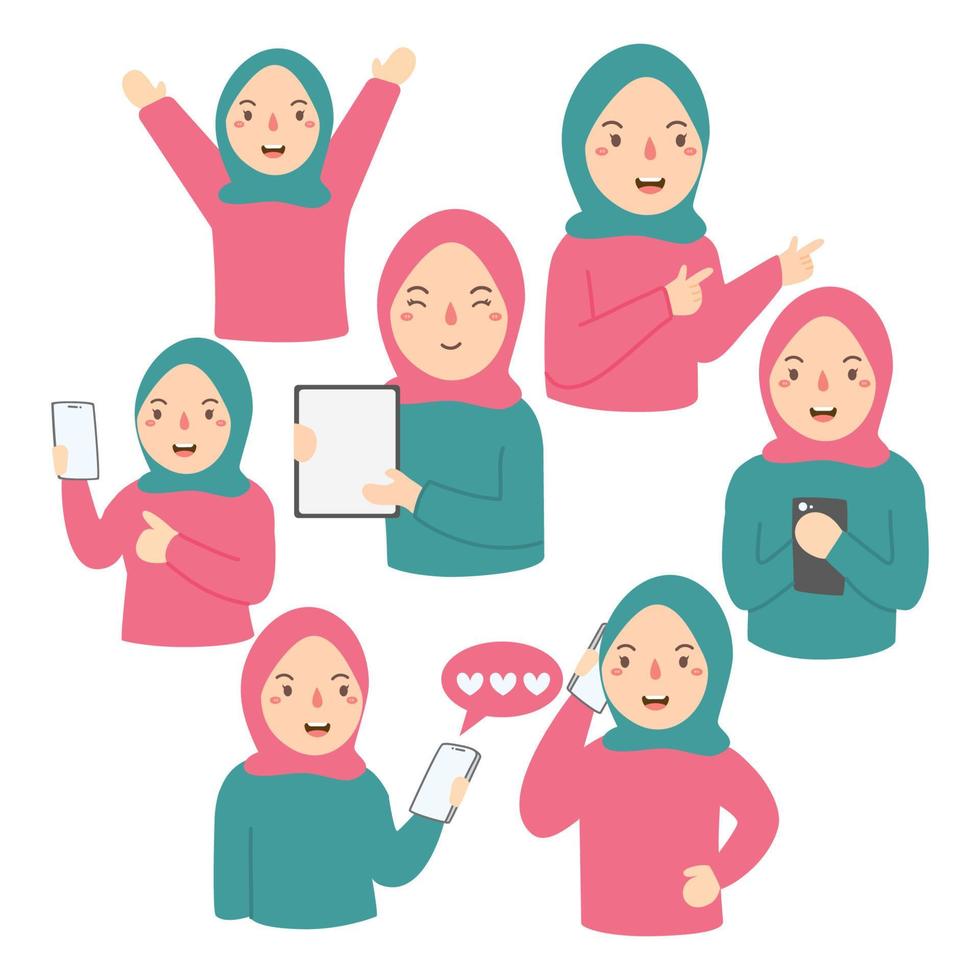 Illustration of female character wearing hijab vector