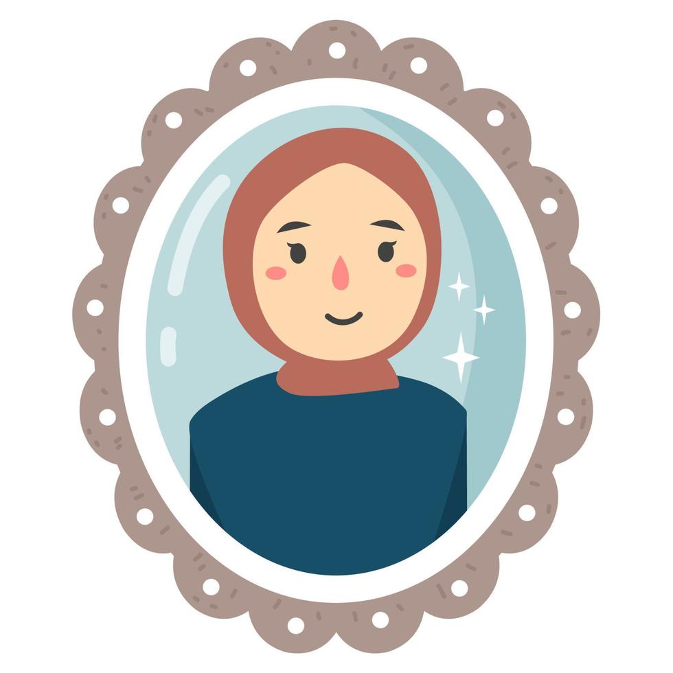 woman with hijab photo frame vector