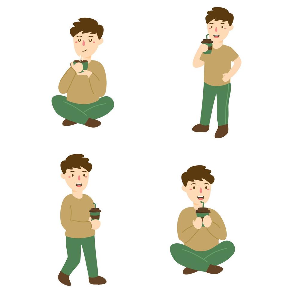 Happy people drinking black coffee vector