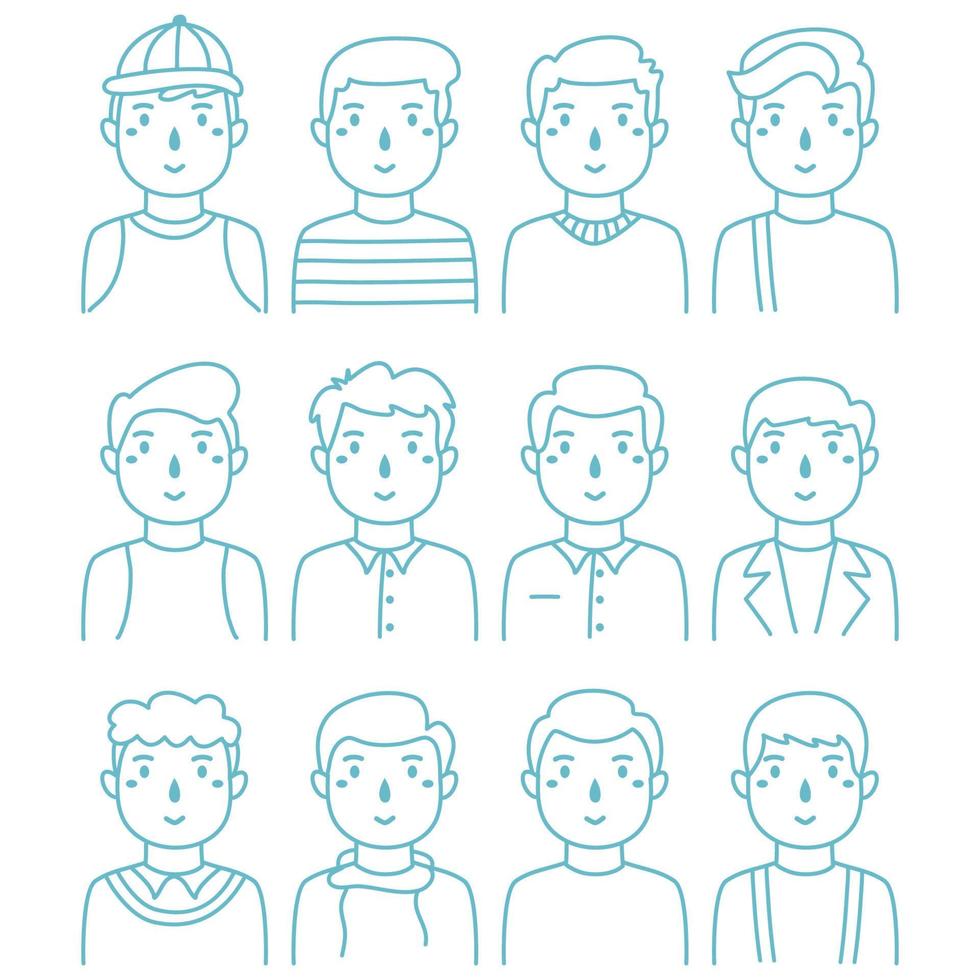 Hand drawn colorless people avatar vector