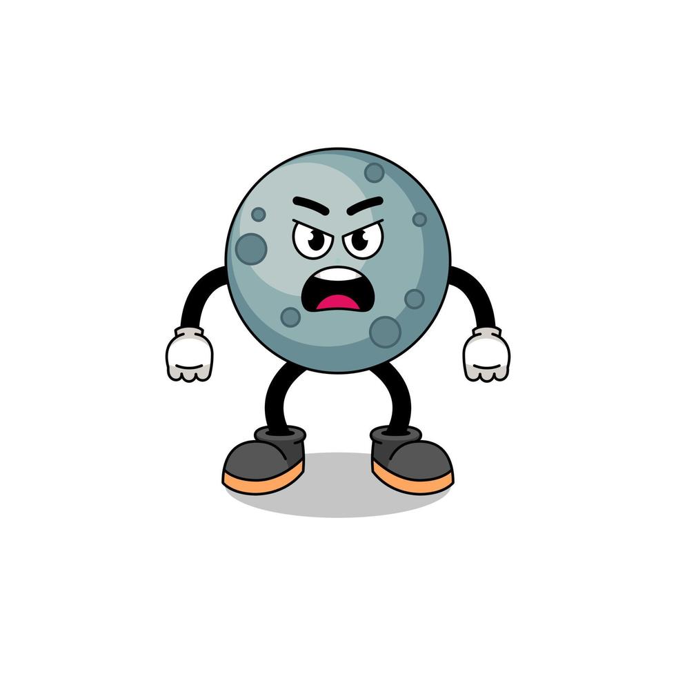 asteroid cartoon illustration with angry expression vector