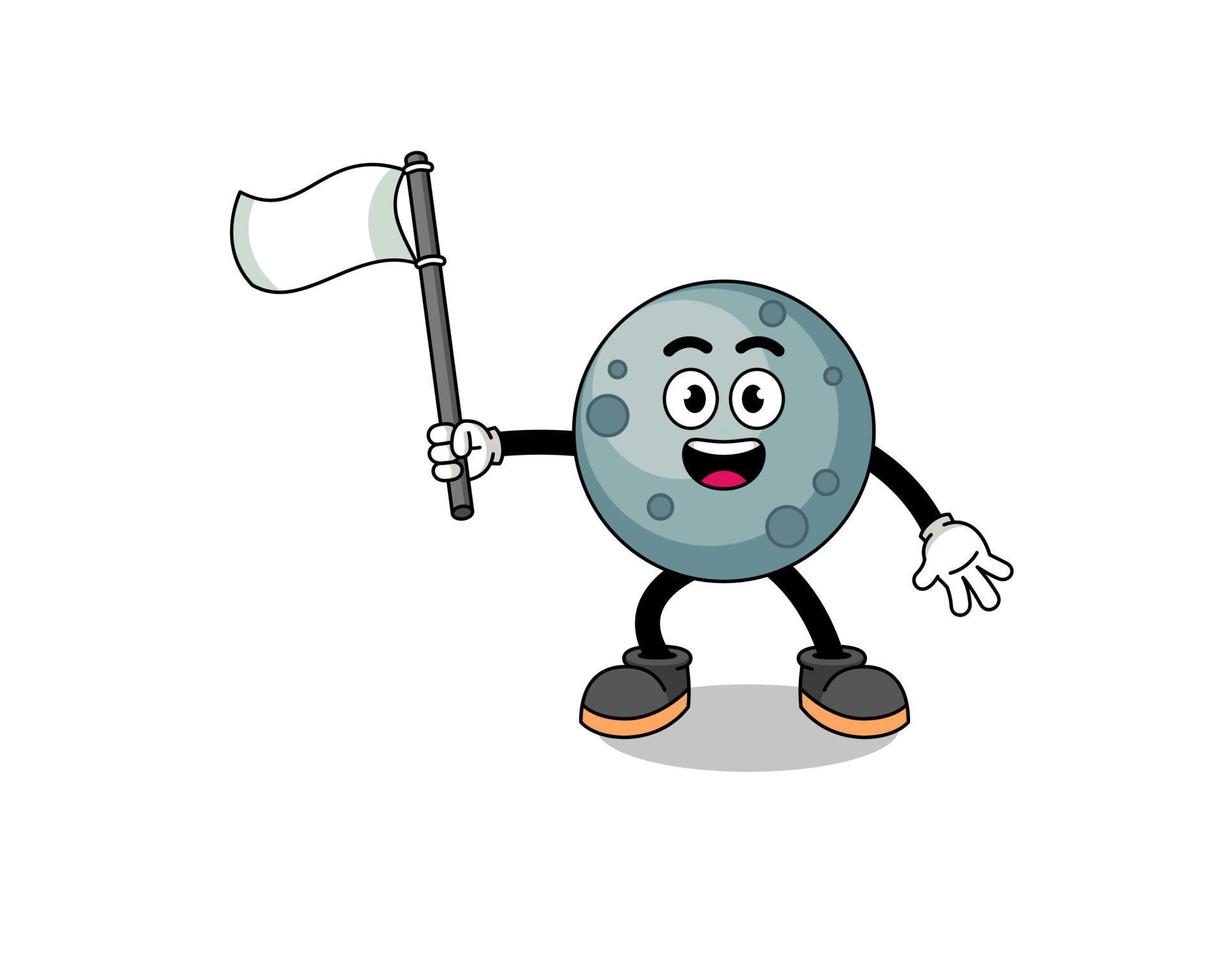 Cartoon Illustration of asteroid holding a white flag vector