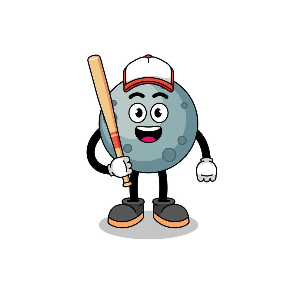 caricatura de mascota de asteroide como jugador de béisbol vector