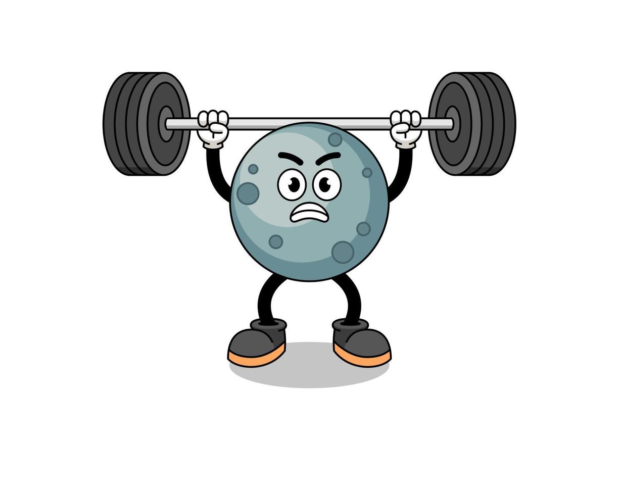 asteroid mascot cartoon lifting a barbell vector