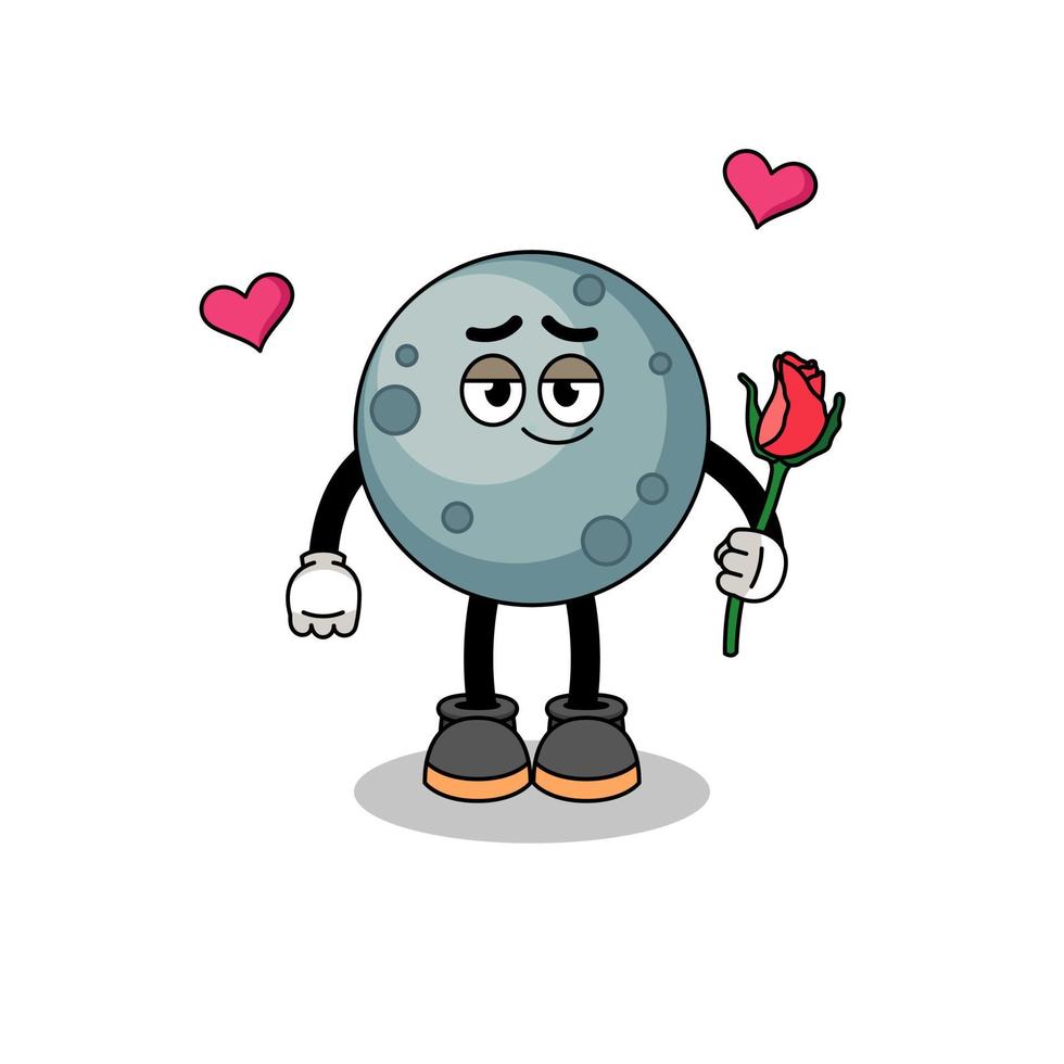 asteroid mascot falling in love vector