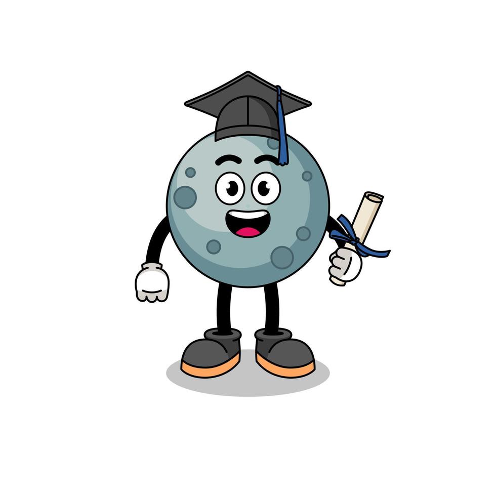asteroid mascot with graduation pose vector