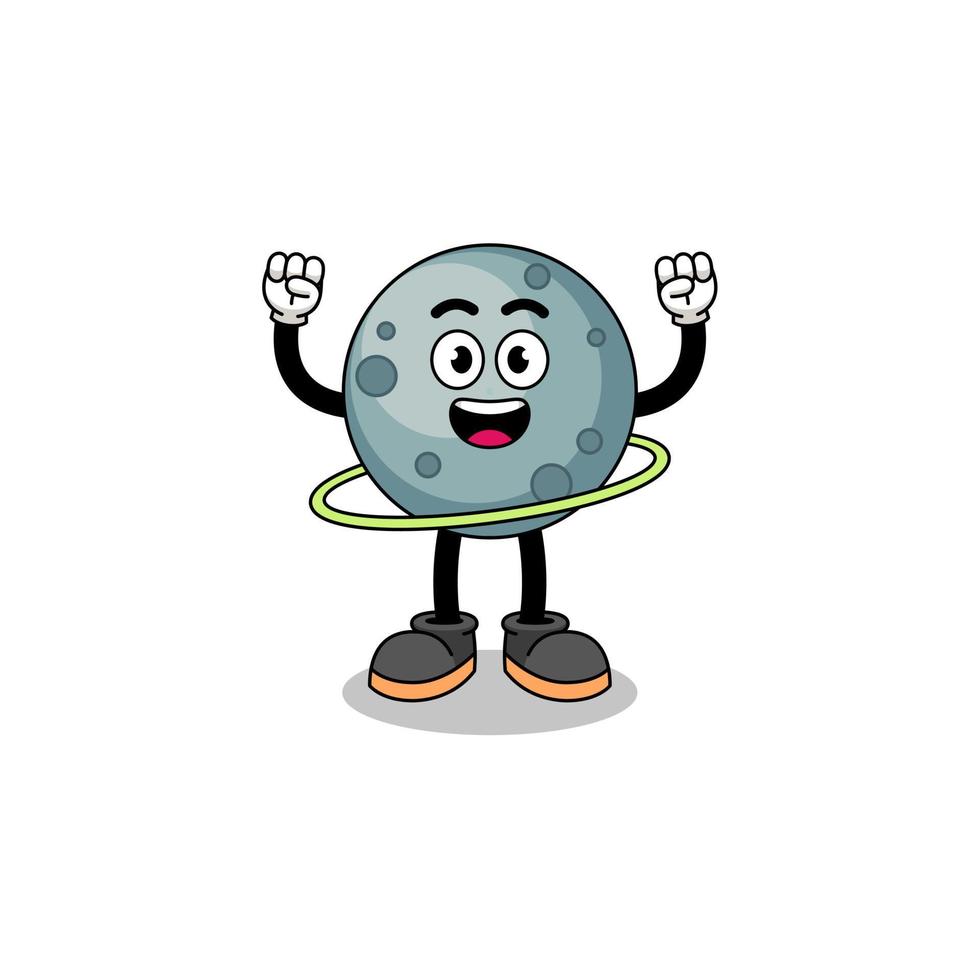 Character Illustration of asteroid playing hula hoop vector