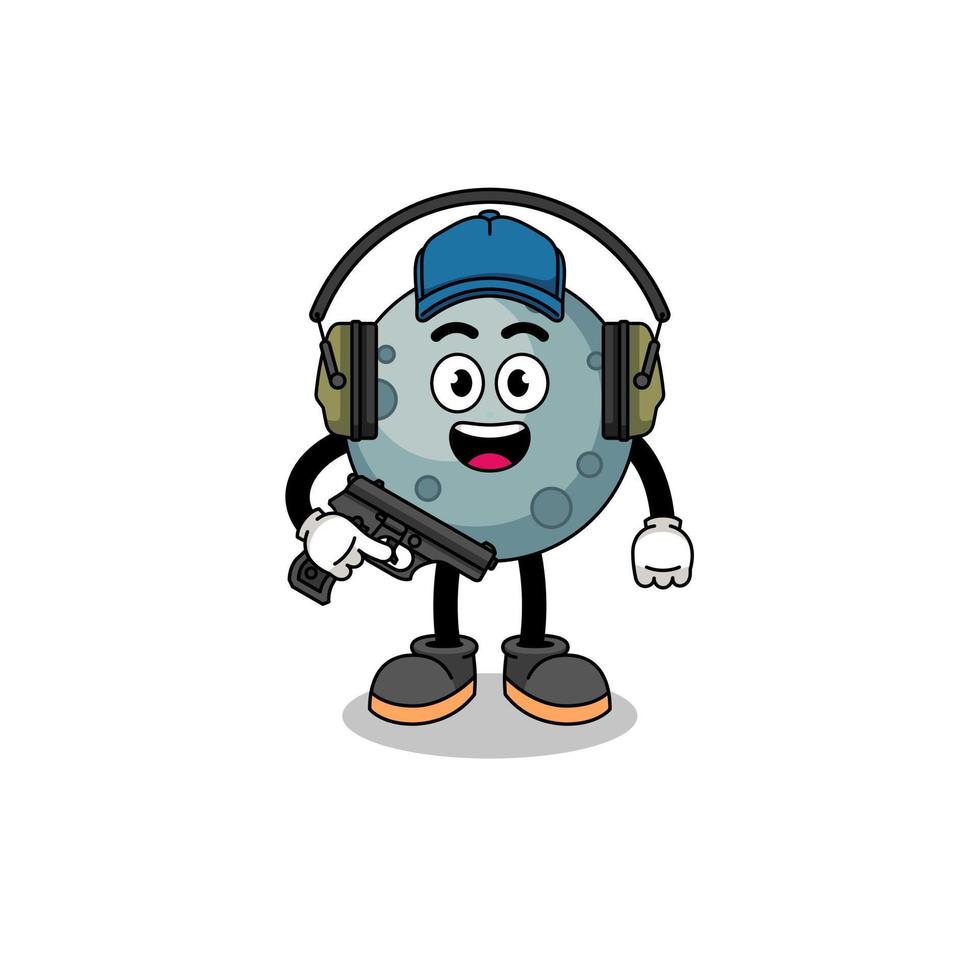 Character mascot of asteroid doing shooting range vector