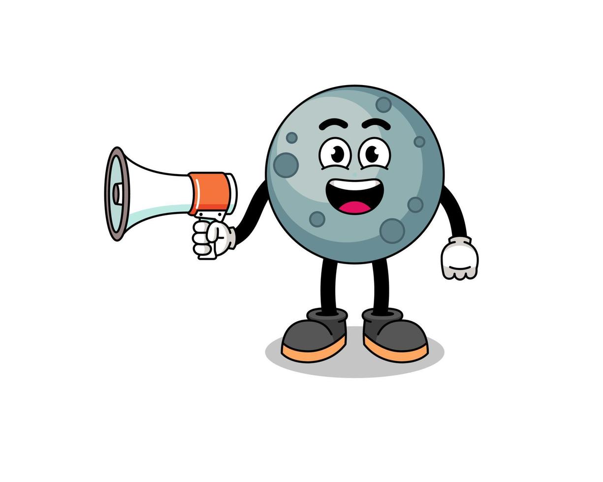 asteroid cartoon illustration holding megaphone vector