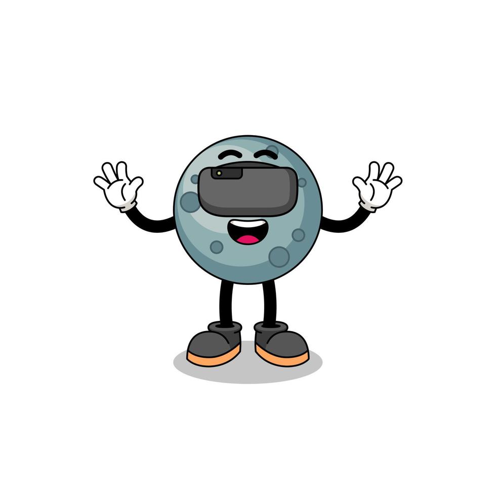 Illustration of asteroid with a vr headset vector