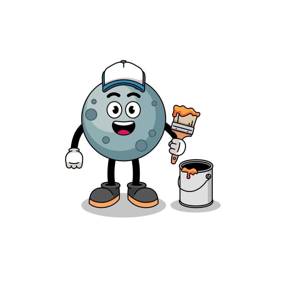 Character mascot of asteroid as a painter vector