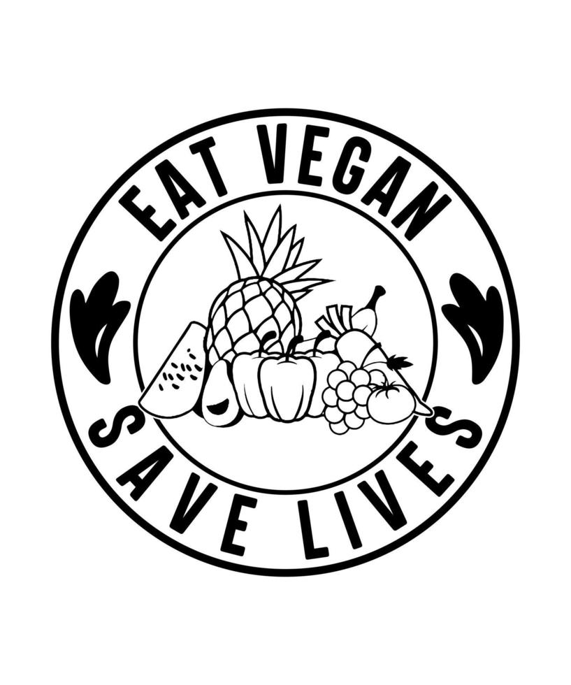 comer vegano salvar vidas logo vector camiseta diseño