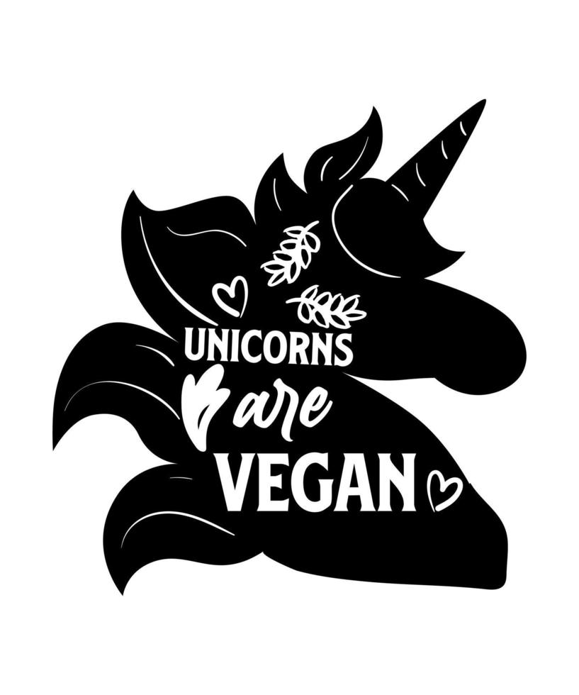 los unicornios son diseño de camiseta de vector de logotipo vegano