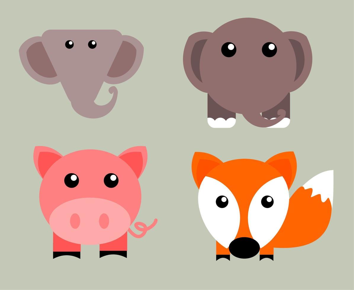 conjunto de animales lindos vector