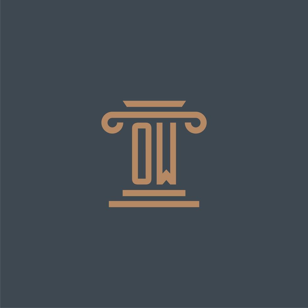 OW initial monogram for lawfirm logo with pillar design vector