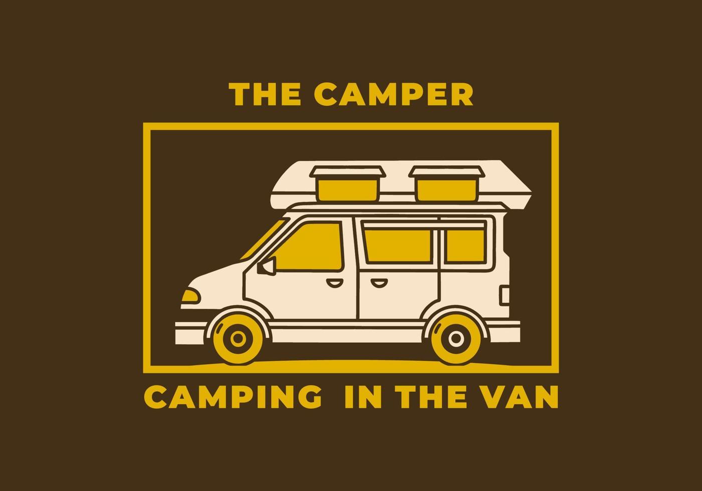 Vintage art illustration of a camper van car vector