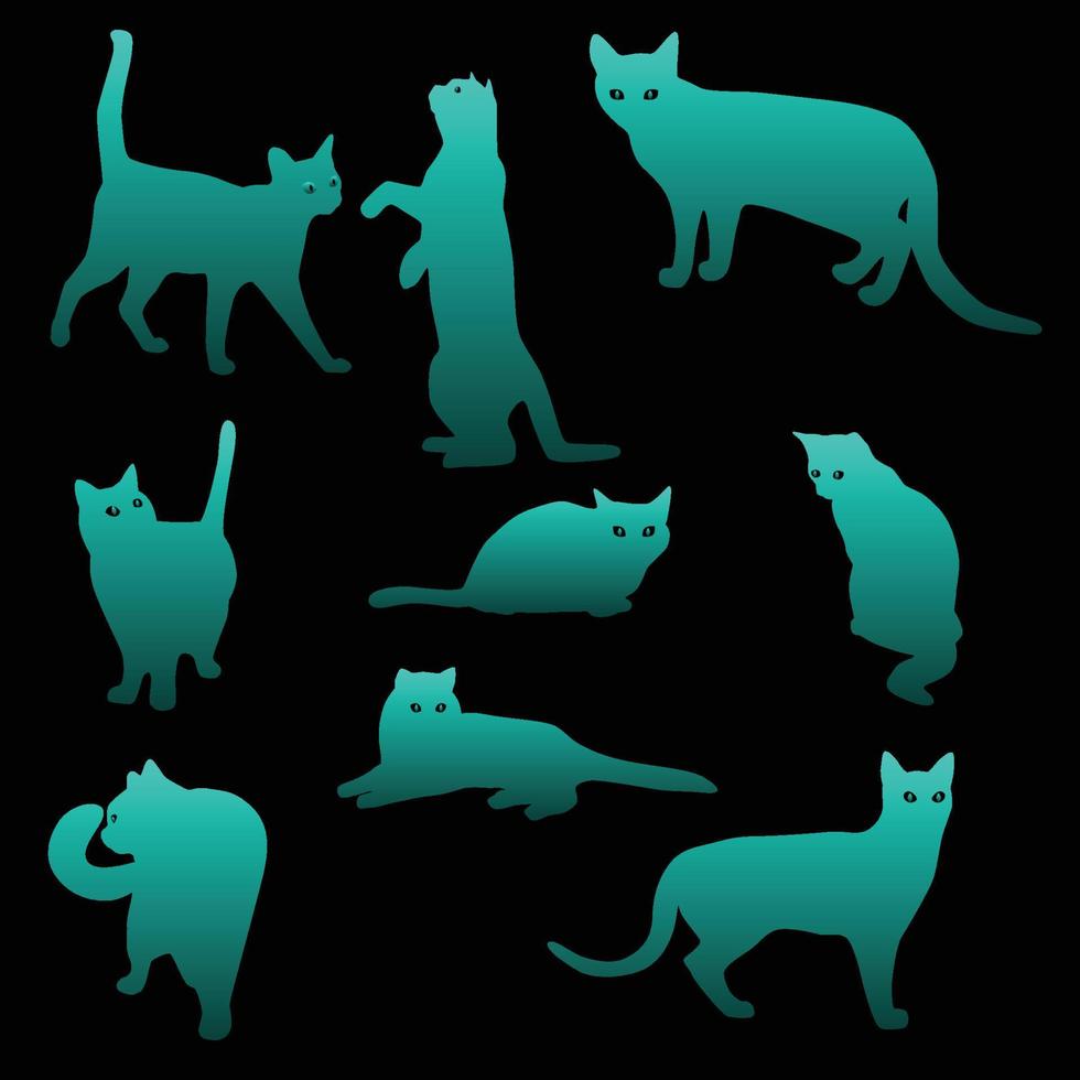 ilustración vectorial de la silueta de los gatos vector