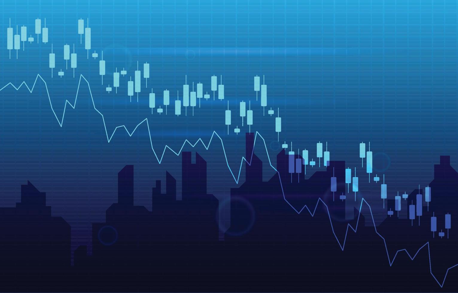 Negative Candle Graph Chart Depreciation Currency Economic Recession City Building vector