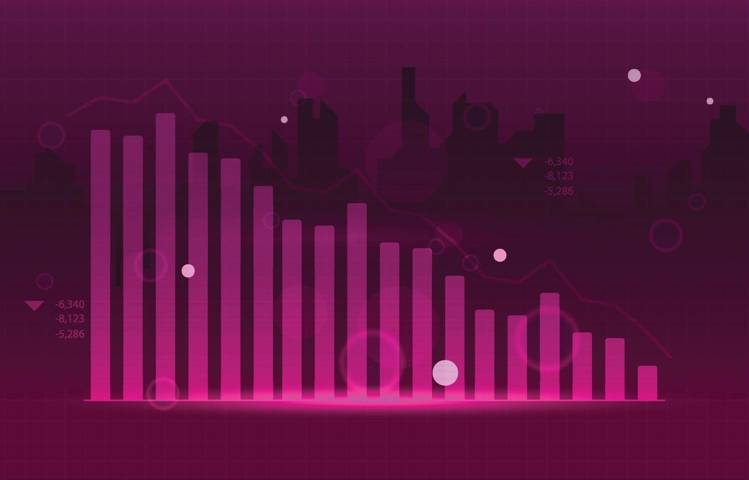 gráfico de barras negativo gráfico depreciación negocio recesión económica edificio de la ciudad vector