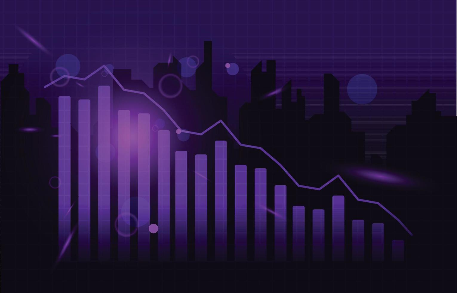 Negative Bar Graph Chart Depreciation Business Economic Recession City Building vector