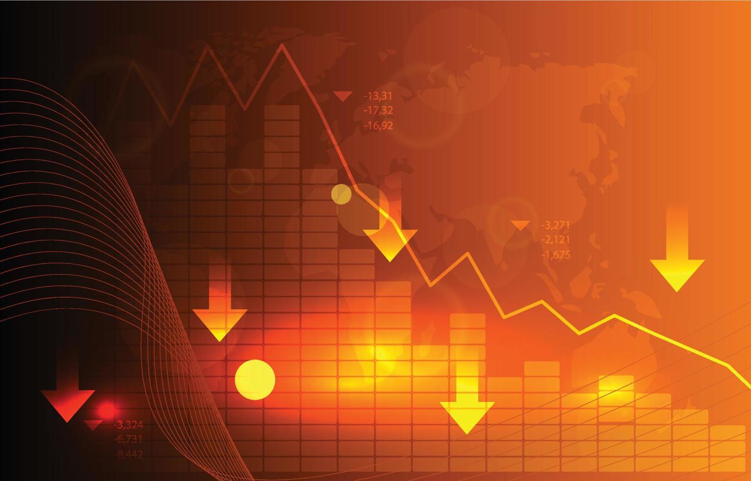 Down Arrow Negative Bar Graph Chart Depreciation Business Economic Recession vector