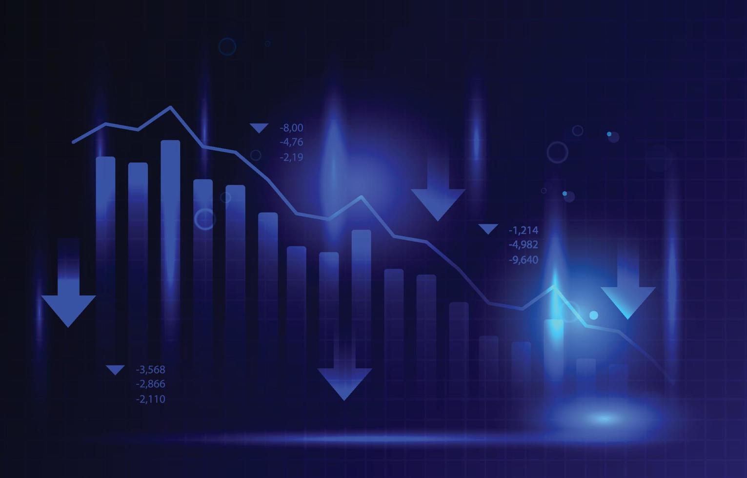 Blue Light Negative Bar Graph Chart Depreciation Business Economic ...