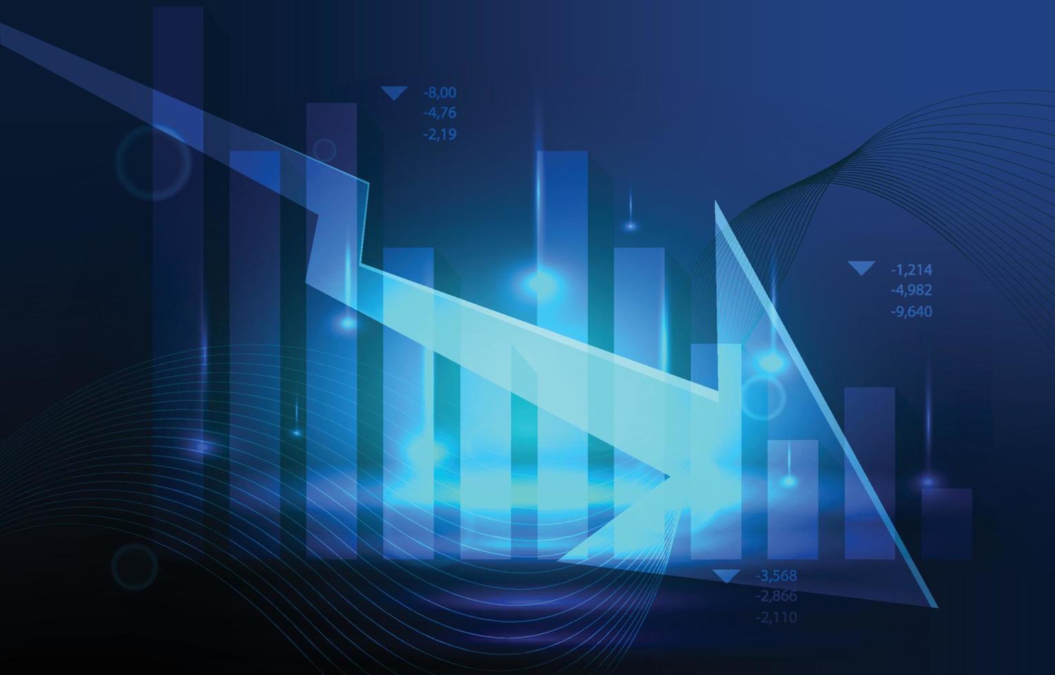 Down Arrow Negative Bar Graph Chart Depreciation Business Economic Recession vector