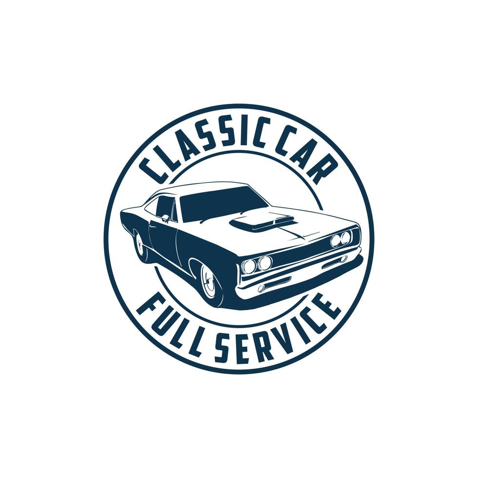 vector de logotipo de servicio completo de coche clásico