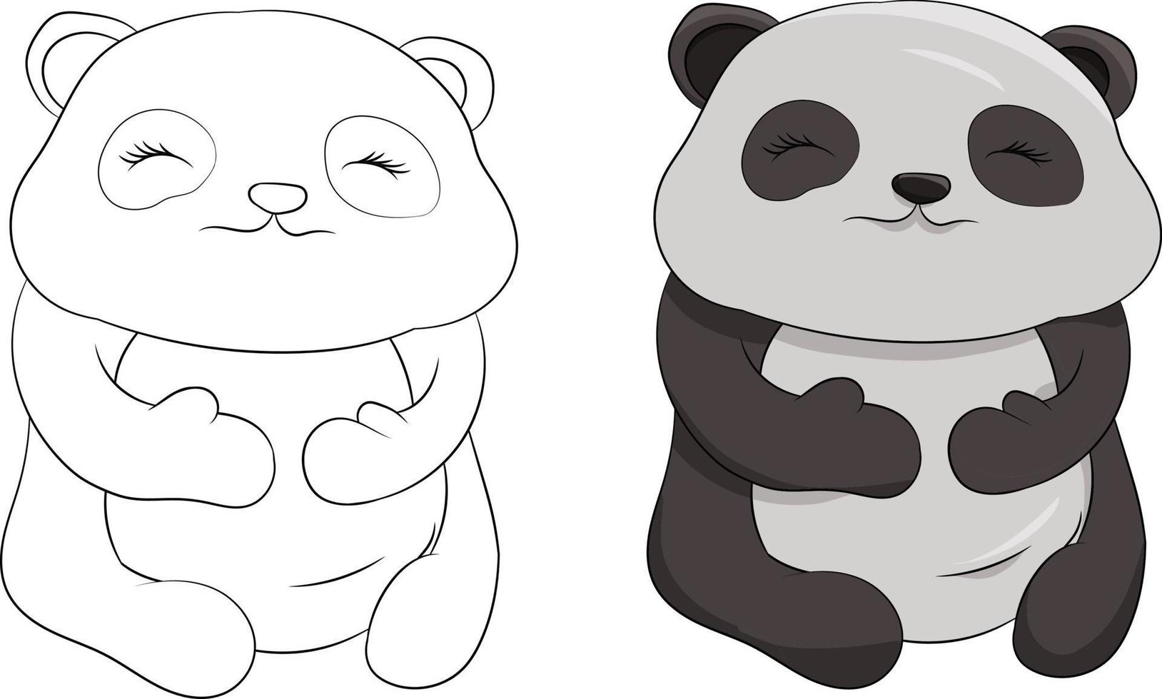 Cute Minimalist Hand Drawn Baby Panda Isolated vector