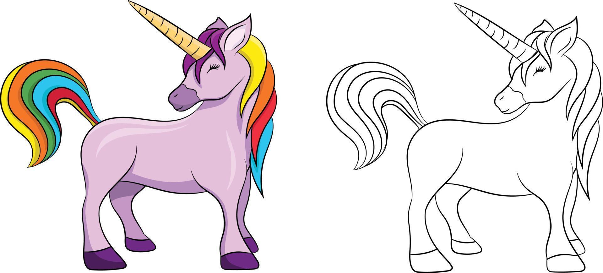 Cute Hand drawn Coloring Page Unicorn Isolated vector