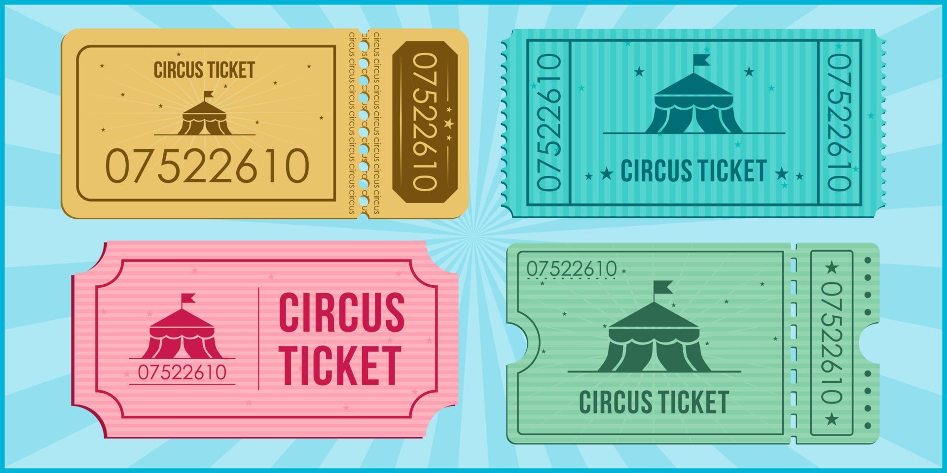 diseño vintage de entradas de circo con estilo retro colorido vector