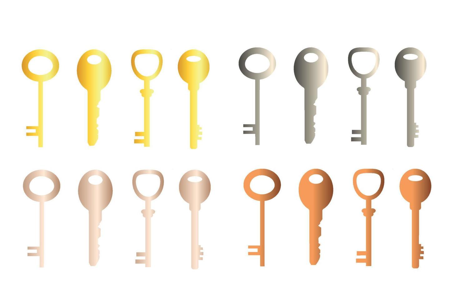 A set of metal keys. Vector illustration isolated on a white background