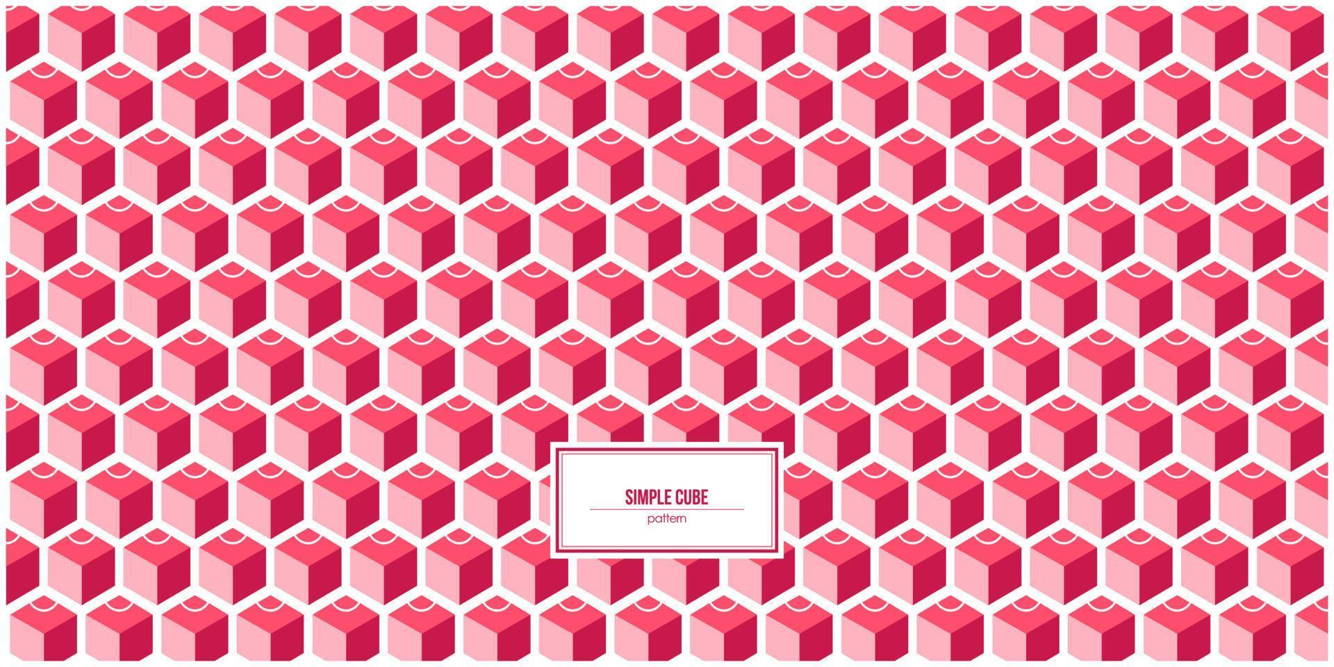 simple 3D cube pattern with dominant pink colors vector