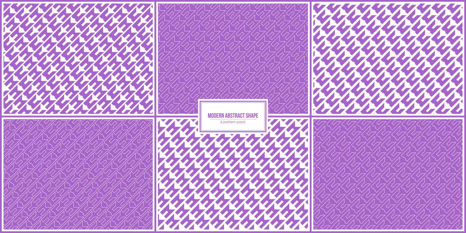 6 pattern pack of modern abstract shape with purple dominant color vector