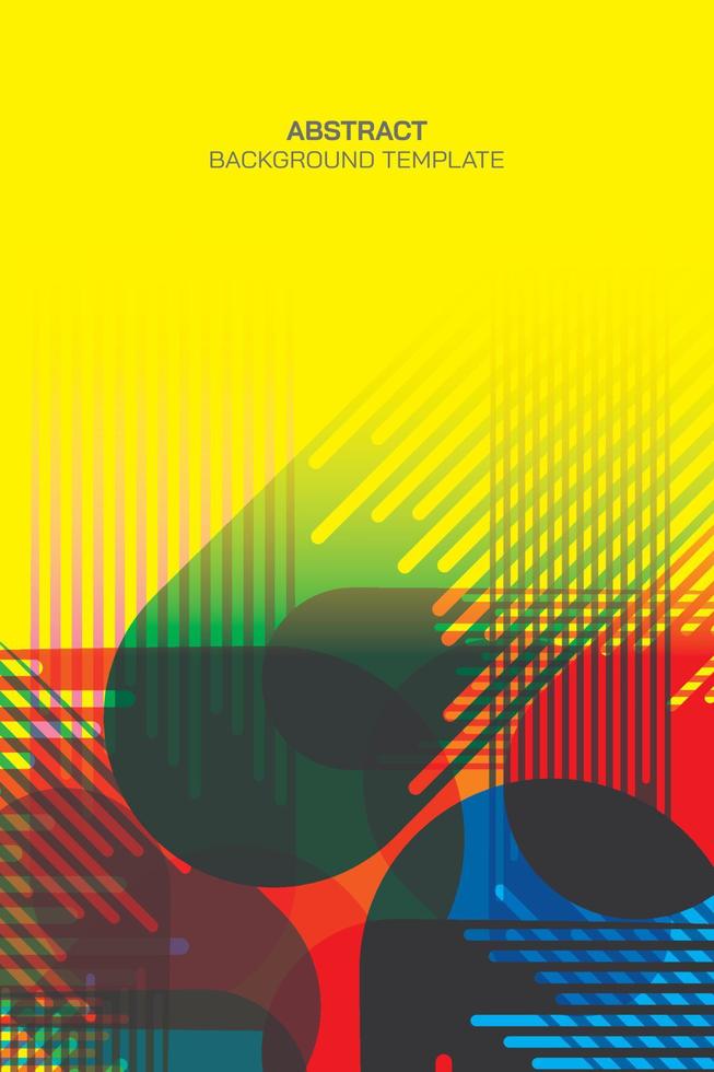 Abstract illustration of vivid colors blending geometric punchy vector with yellow background and blank space.