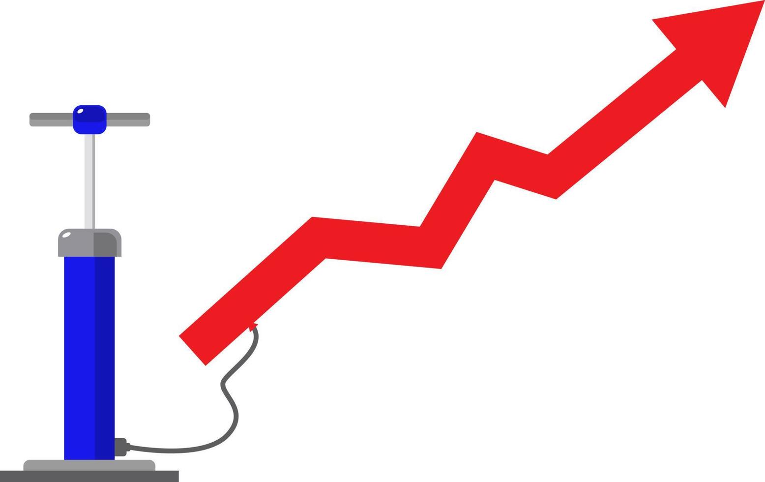 pump with red arrow up, concept of increasing sales profit in trading market vector