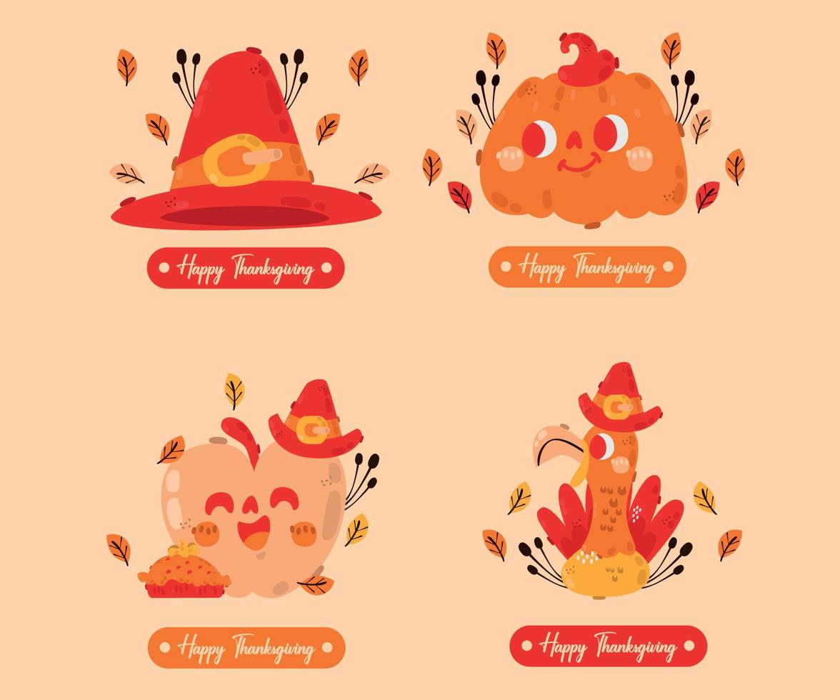 Thanksgiving Badges Collection vector