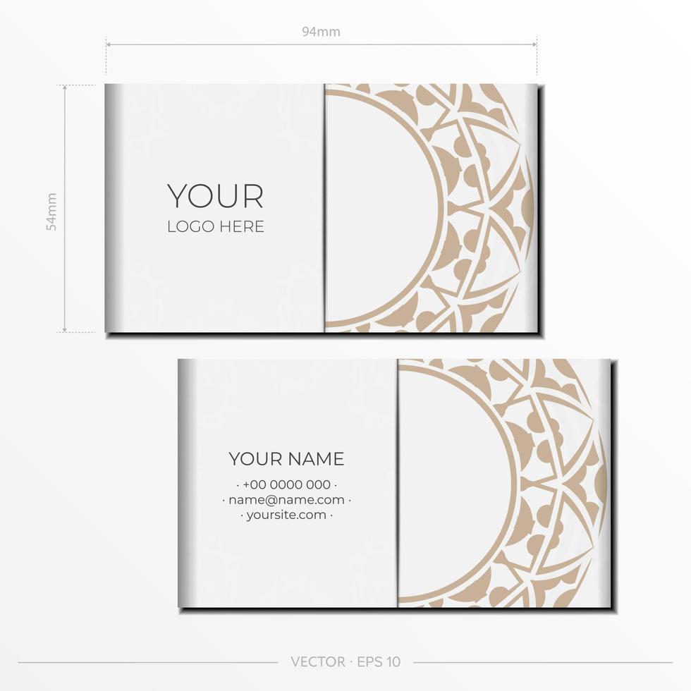 White business card design with patterns. Vector business cards with place for your text and abstract ornament.