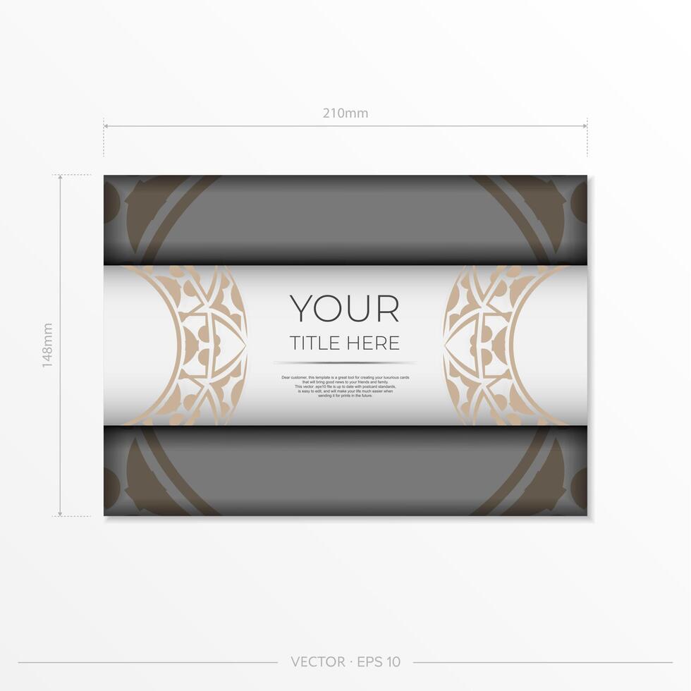 Luxurious Vector Template for Print Design Postcards White Color with Ornaments. Preparing an invitation with a place for your text and abstract patterns.