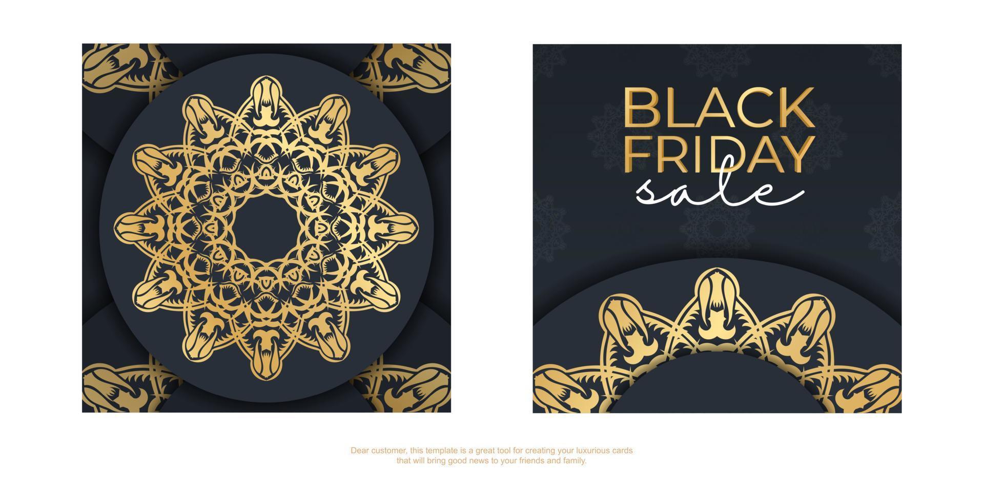 Poster Sale Black Friday Dark Blue with Vintage Gold Ornament vector