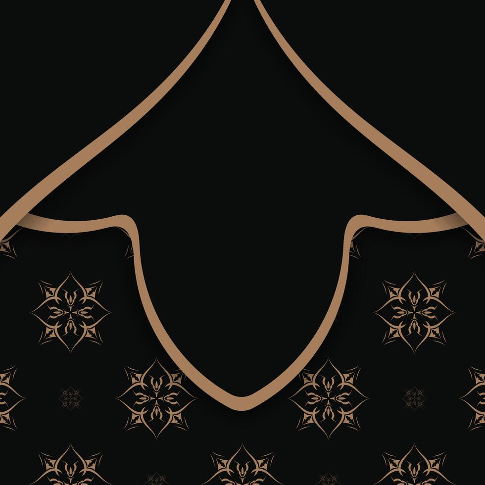 Congratulatory Brochure in black with vintage brown pattern for your brand. vector