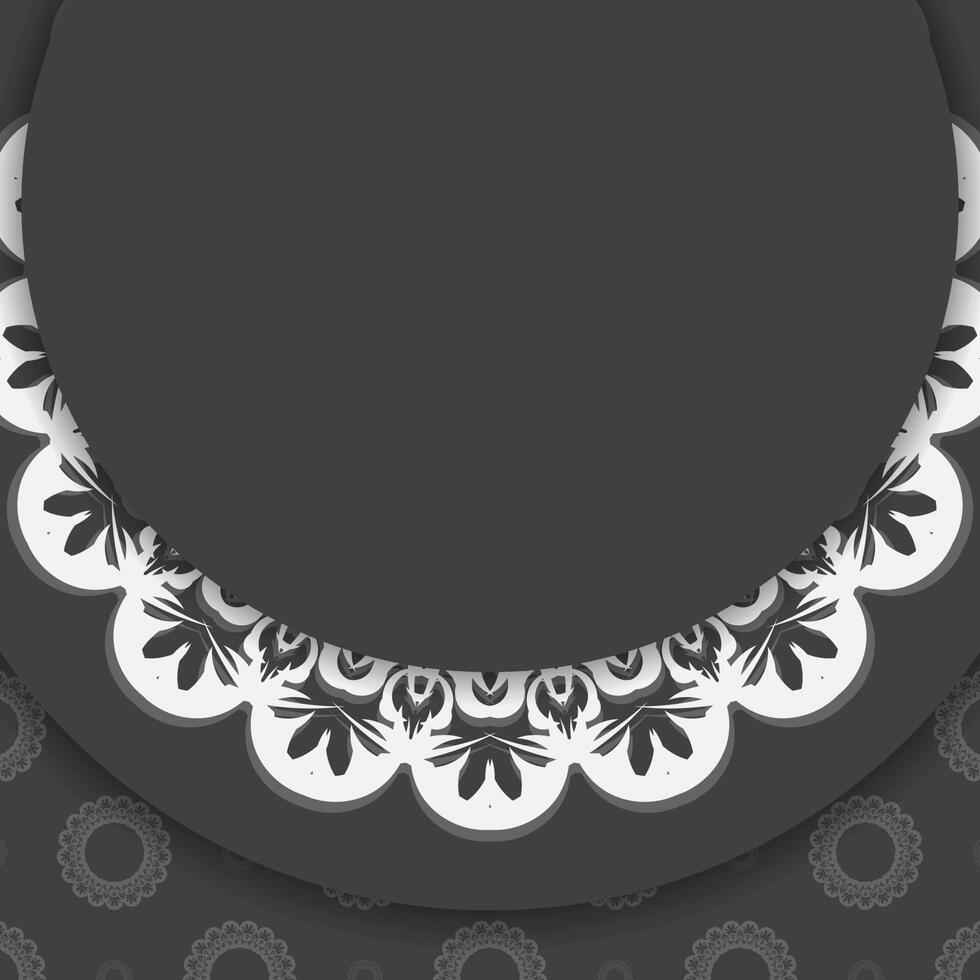 Flyer in black with luxurious white ornaments for your design. vector