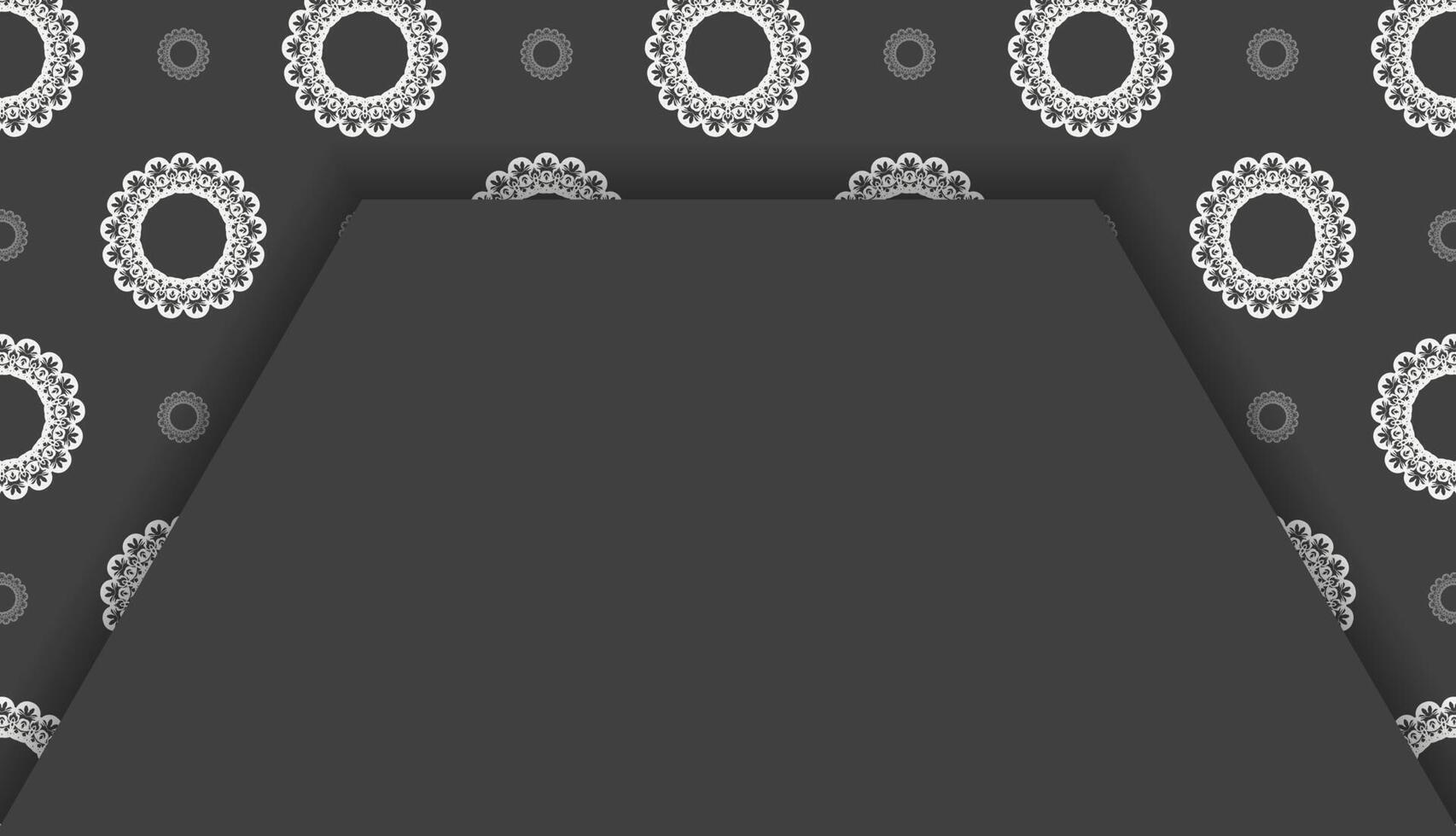 Black banner with vintage white pattern and space for your logo or text vector